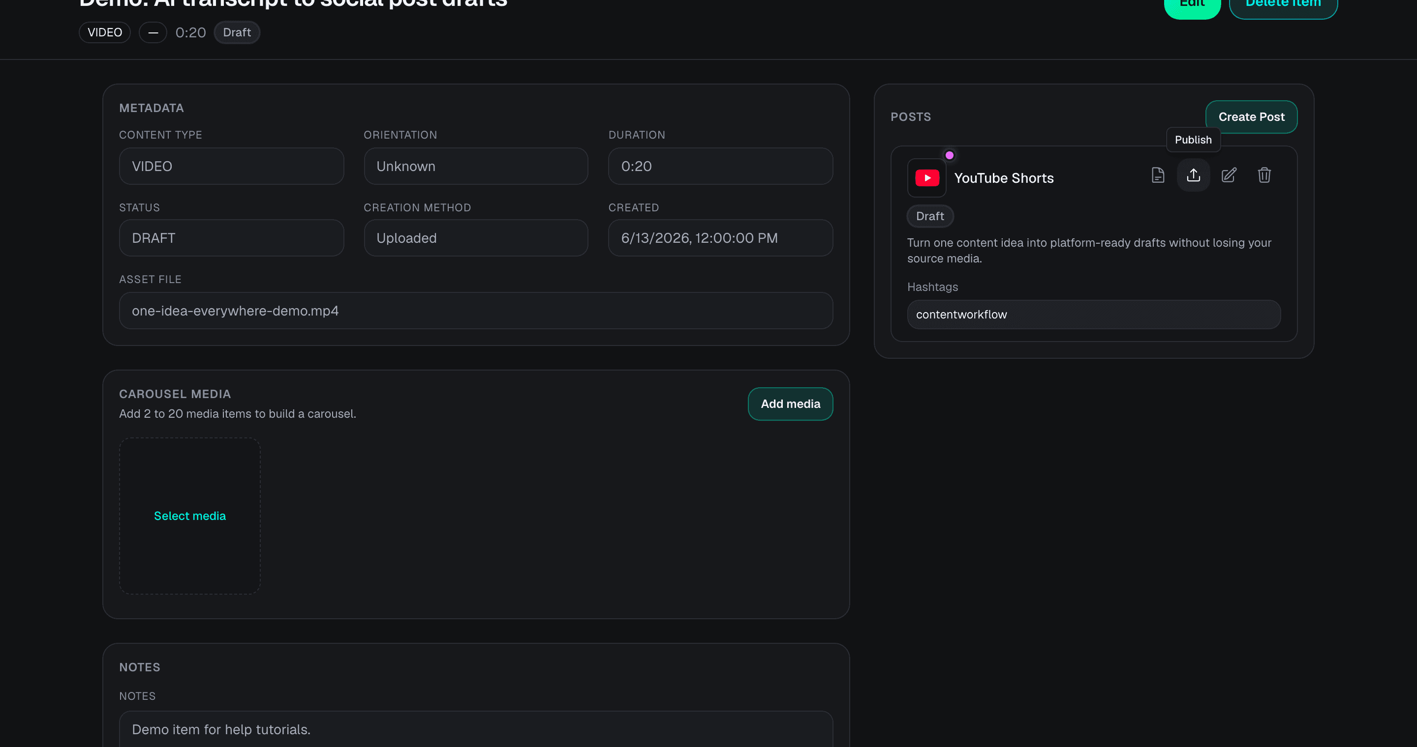 DoroSocial content detail page after source media is available again.